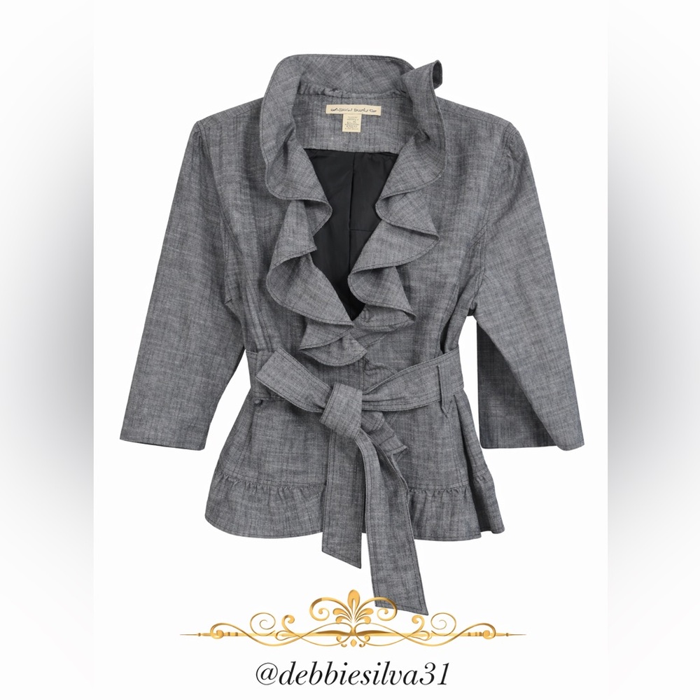 David Brooks Ruffled Chambray Top - Picture 3 of 10